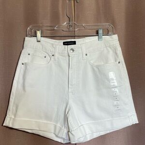 NWT Free Assembly White High Waist Size 8 Denim Cuffed Hem Shorts Minimalist